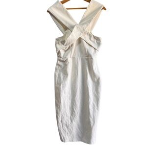 Saints and secrets // white cross neckline tight midi dress size large aug1